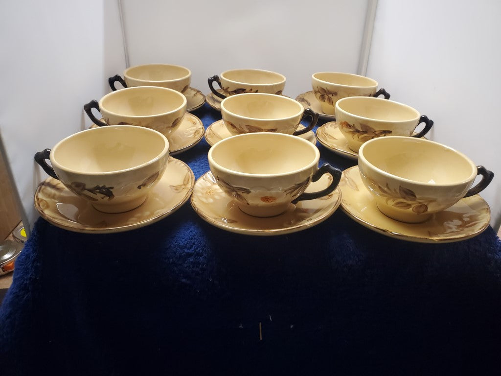 Set of 9 Franciscan Cafe Royal Cup & Saucer Sets