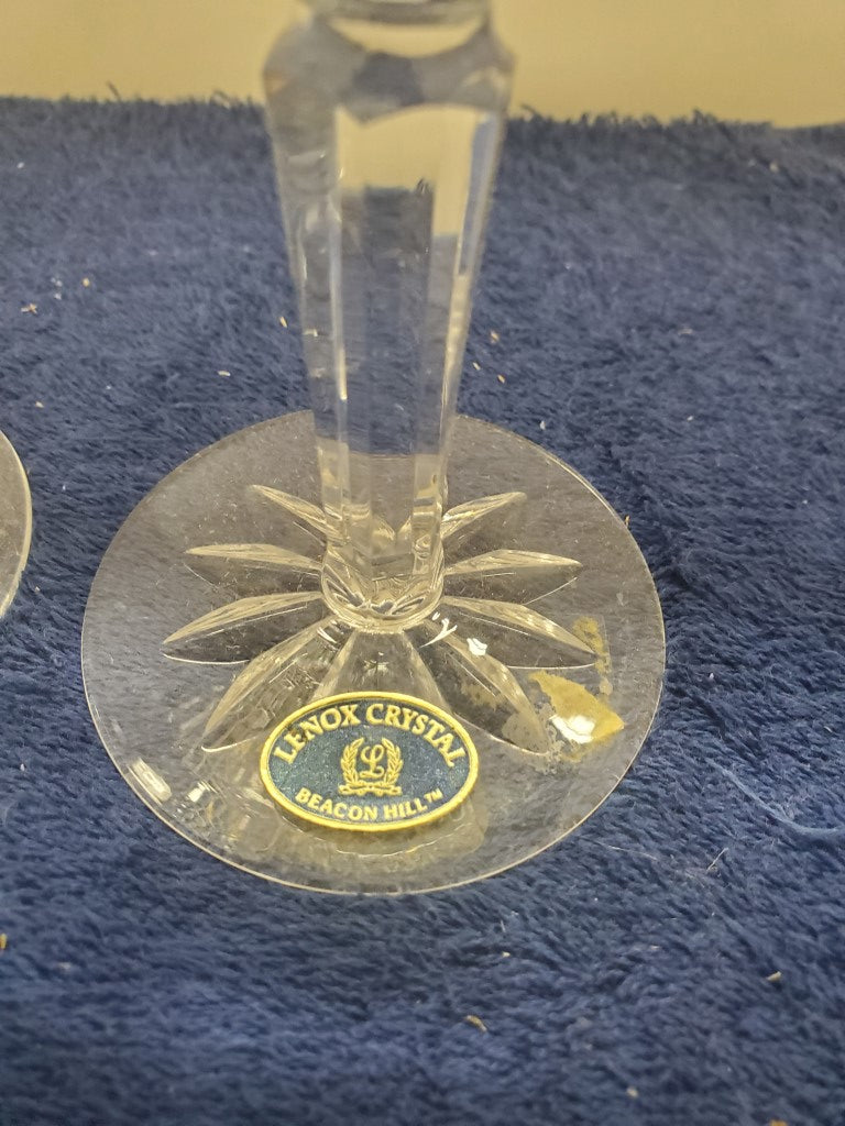 Set of 2 Lenox Crystal Beacon Hill Wine Goblets LK
