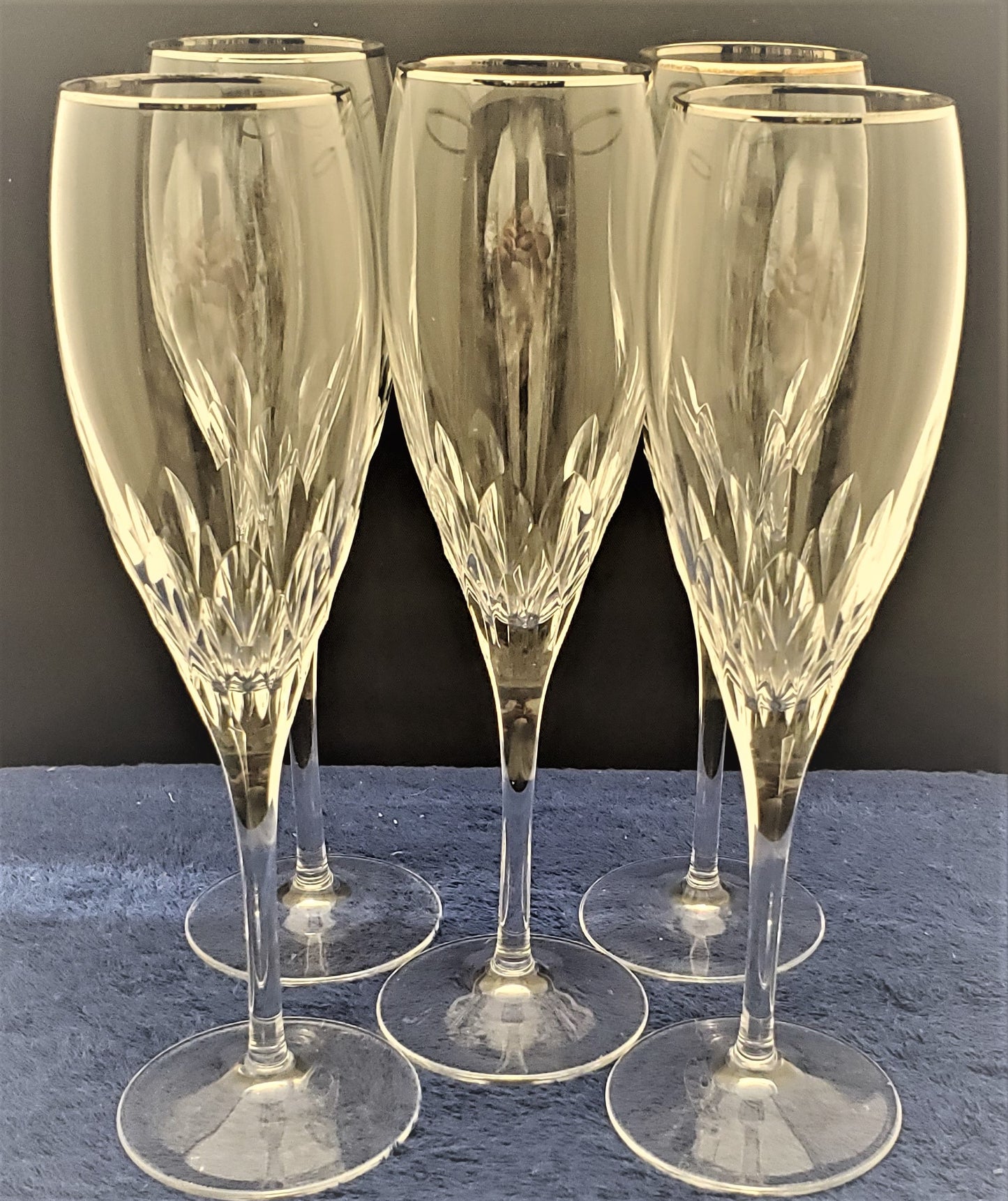 Set of 5 Cristal D'Arques-Durand Capella - Platinum Fluted Champagnes
