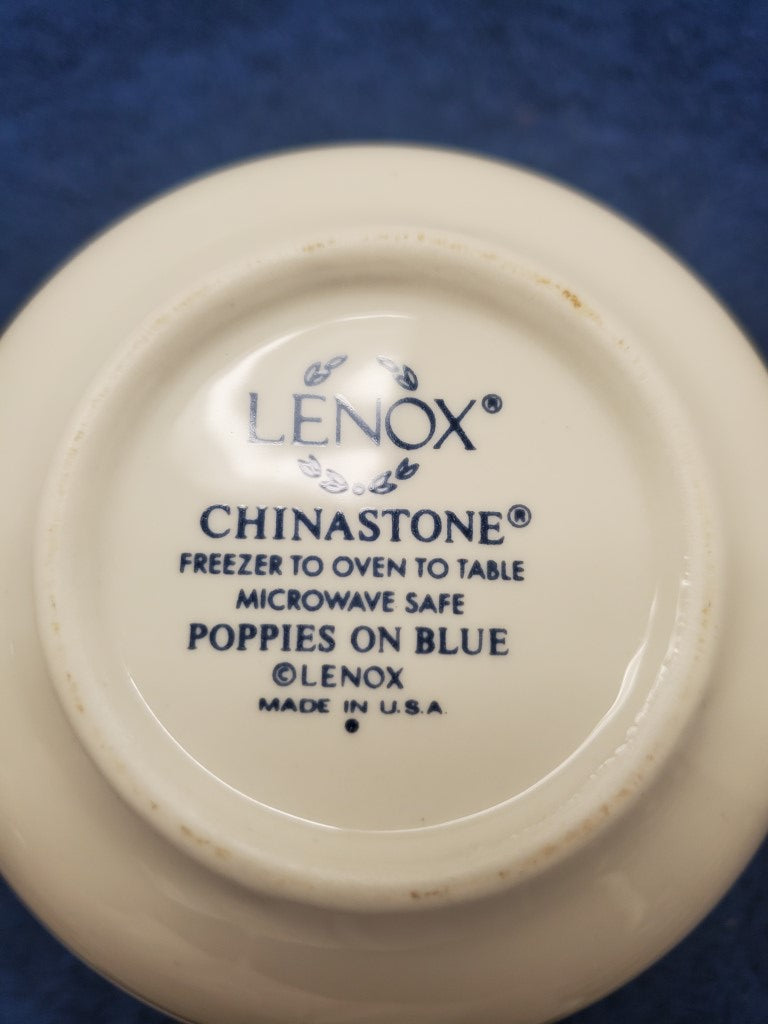 Lenox Poppies On Blue Sugar Bowl WIth Lid