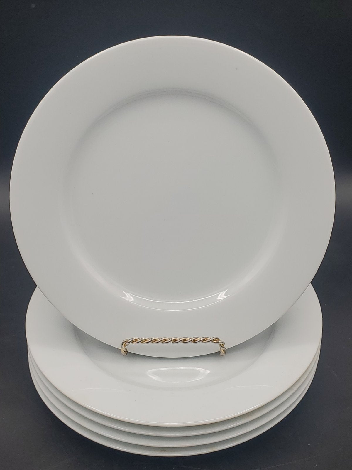 Set of 5 Noritake Commander White Dinner Plates