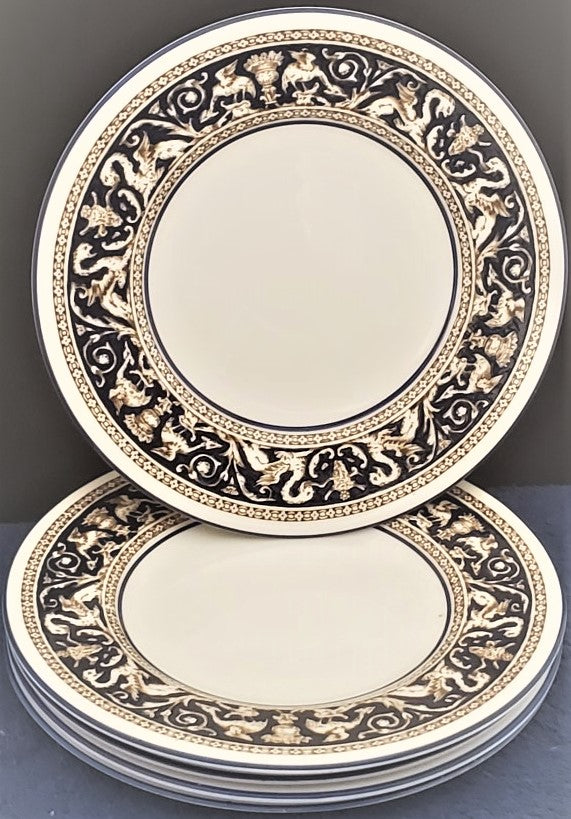 Set of 5 Wedgwood Florentine Dark Blue Rim (1956) Bread & Butter Plates