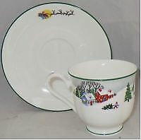 Set of 4 Lenox Sleighride Footed Cup & Saucer Sets (2nd Quality)