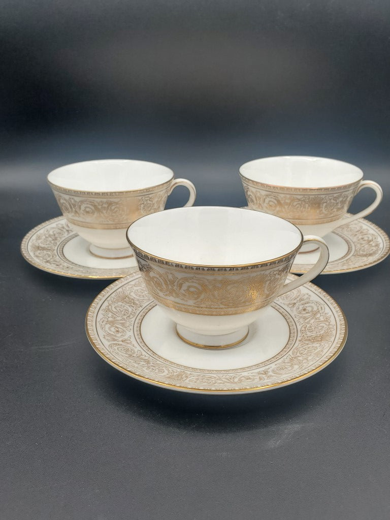 Set of 3 Royal Doulton Sovereign Cup & Saucer Sets LK