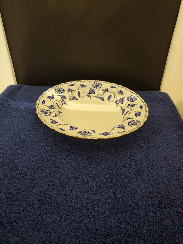 Set of 4 Spode Colonel Blue Platinum Rim Soup Bowls