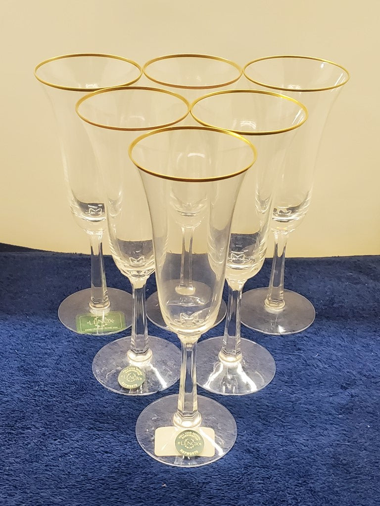 Set of 6 Lenox Hayworth Champagne Flutes LK