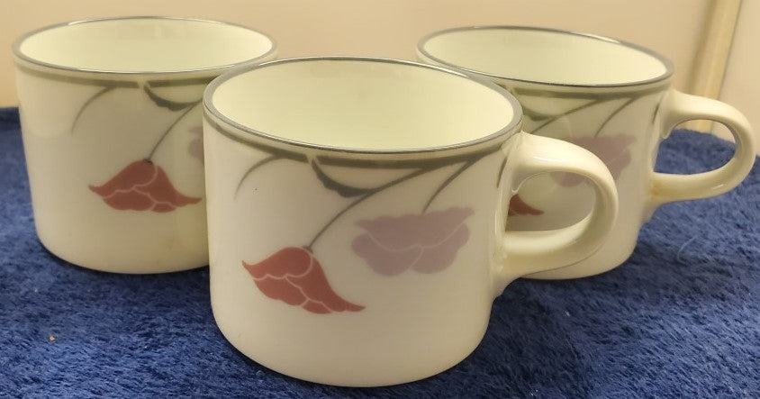 Set of 3 Dansk Belles Fleurs Gray Cup Only LK