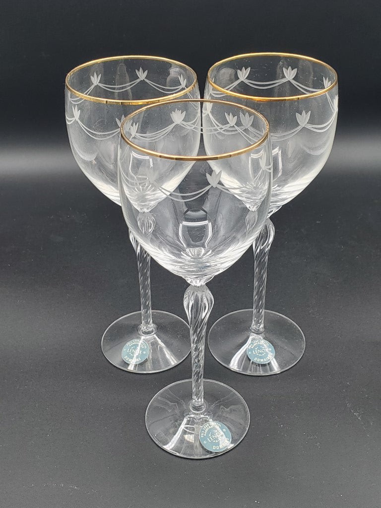 Set of 3 Lenox Crystal Domaine Wine Glasses LK