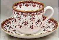 Set of 5 Spode Fleur De Lys-Red Flat Cup & Saucer Sets