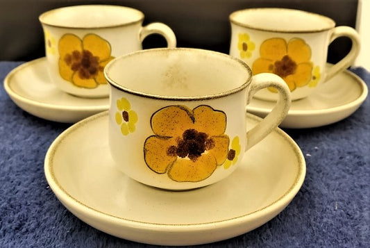 Set of 3 Denby Minstrel Cup & Saucer Sets LK