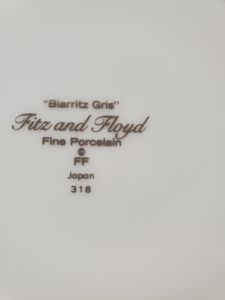 Set of 2 Fitz & Floyd Biarritz Gris Salad Plates LK