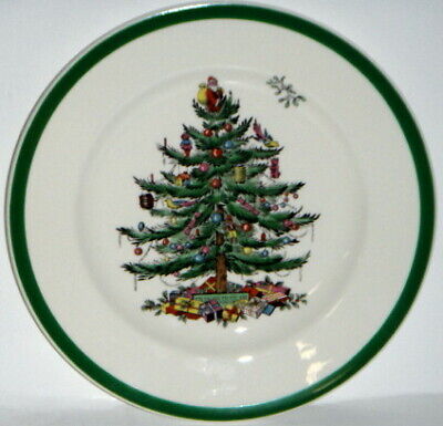 Set of 4 Spode Christmas Tree (Green Trim) Dinner Plates