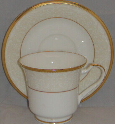 Set of 4 Noritake White Palace Footed Cup & Saucer Sets