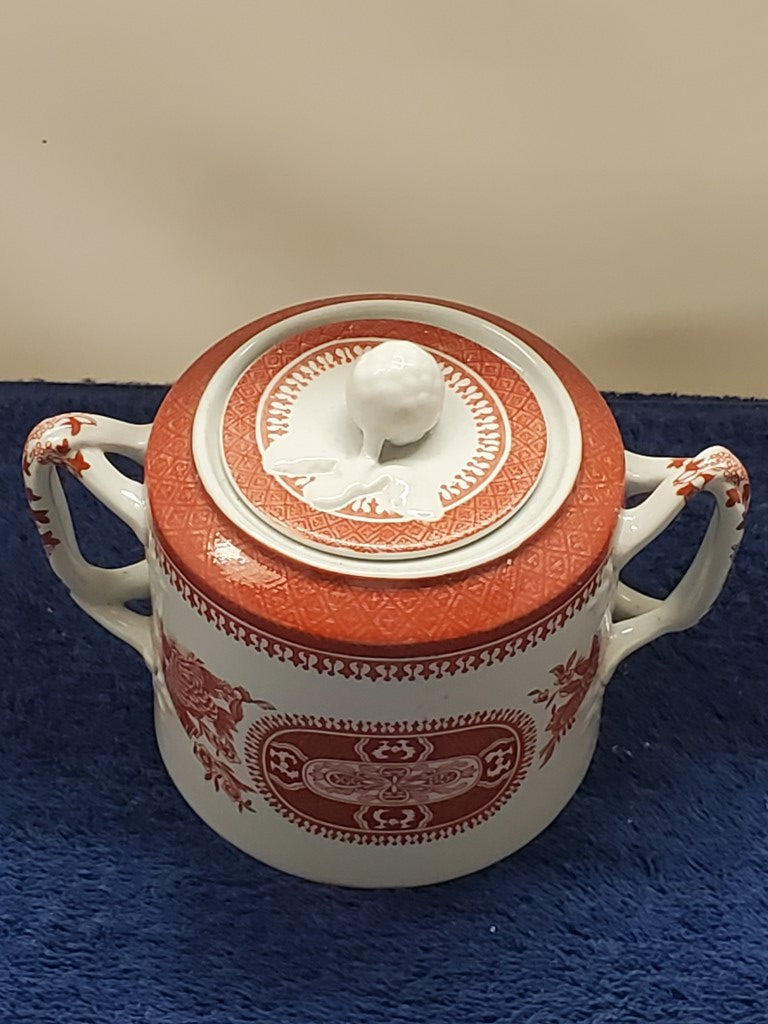 Spode Fitzhugh Red Sugar Bowl with Lid LK