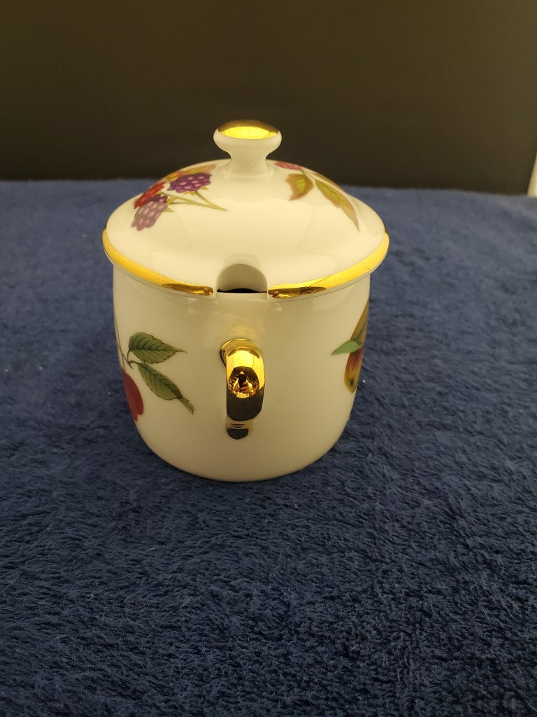 Royal Worcester Evesham Gold Sugar Bowl & Lid (Notched)