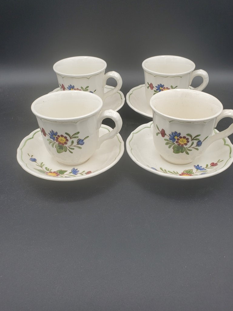 Set of 4 Metlox Poppytrail Vernon Quail Ridge Cup & Saucer Sets LK