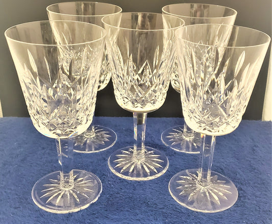 Set of 5 Waterford Lismore Water Goblets