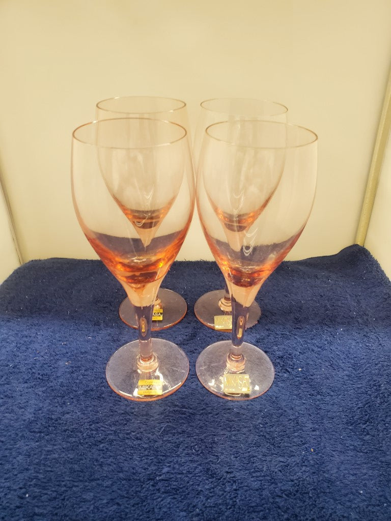 Set of 4 Mikasa Elegance Elegant Rose Water Goblets LK
