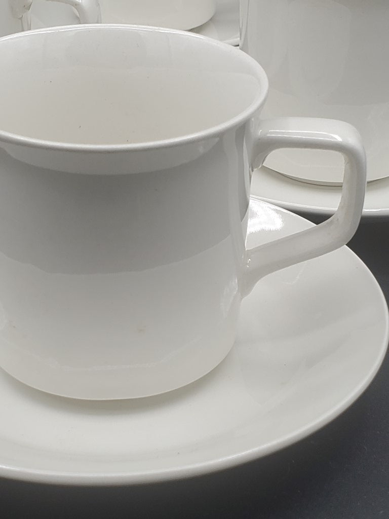 Set of 4 Johnson Brothers Tivoli White Cup & Saucer Sets LK