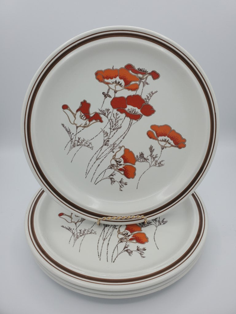 Set of 4 Royal Doulton Fieldflower Dinner Plates LK