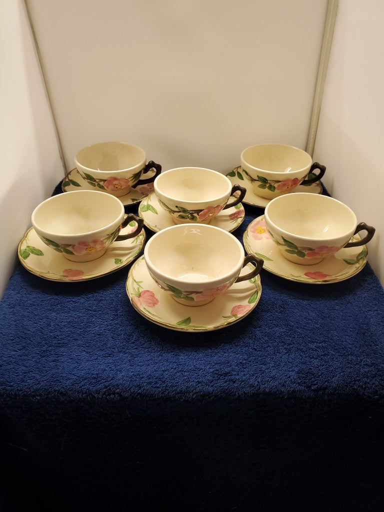 Set of 6 Franciscan Desert Rose (USA) Cup & Saucer Sets LK