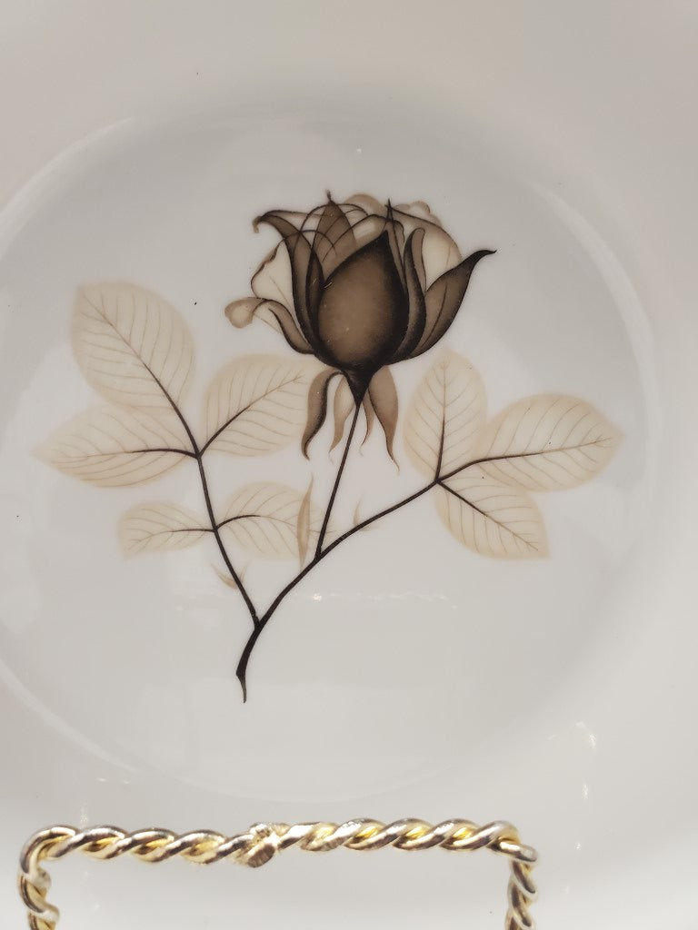 Set of 6 Rosenthal Shadow Rose Rim Soup Bowls LK