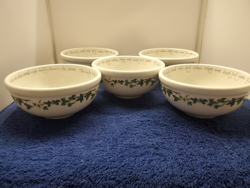 Set of 5 Portmeirion The Holly & The Ivy Individual Salad Bowls