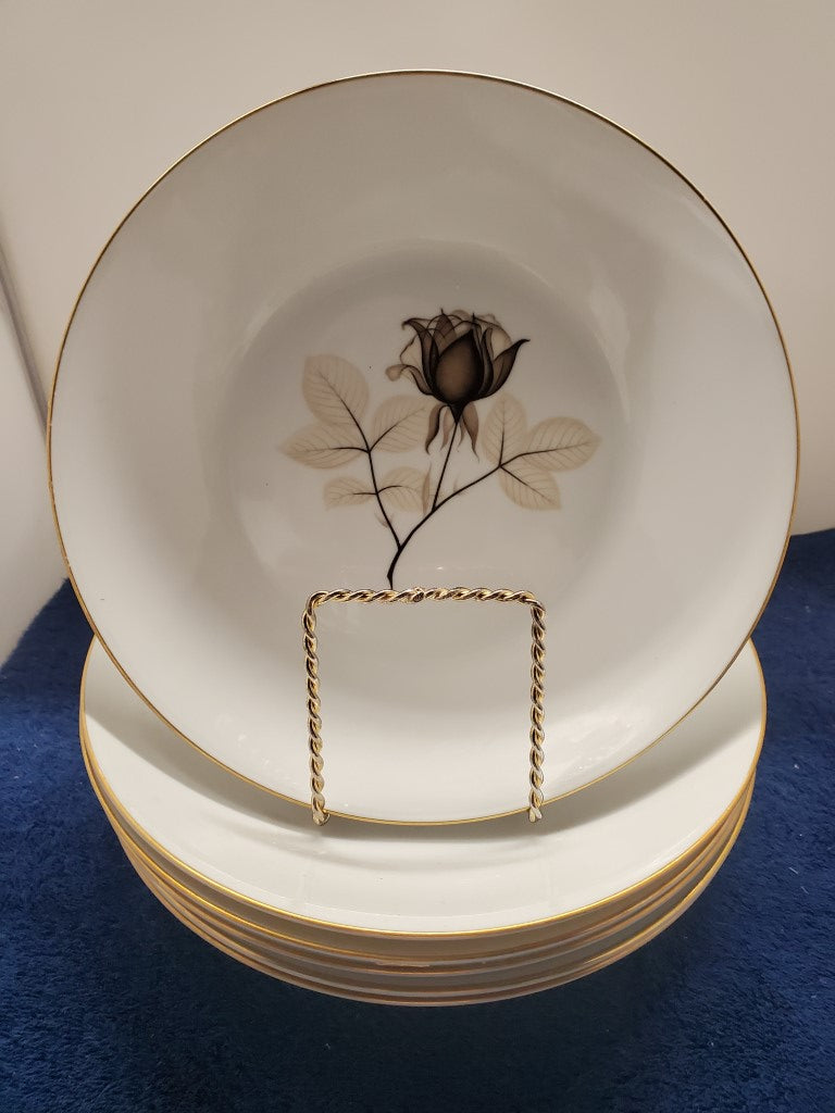 Set of 6 Rosenthal Shadow Rose Rim Soup Bowls LK