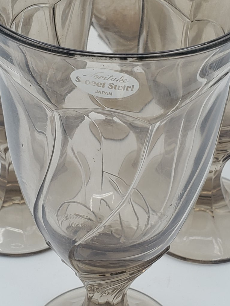 Set of 3 Noritake Sweet Swirl Brown (Tawny) Water Goblets LK