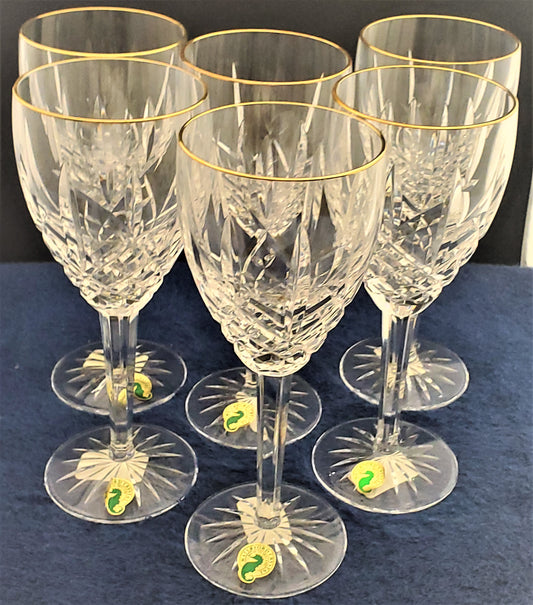 Set of 6 Waterford Golden Araglin Water Goblets