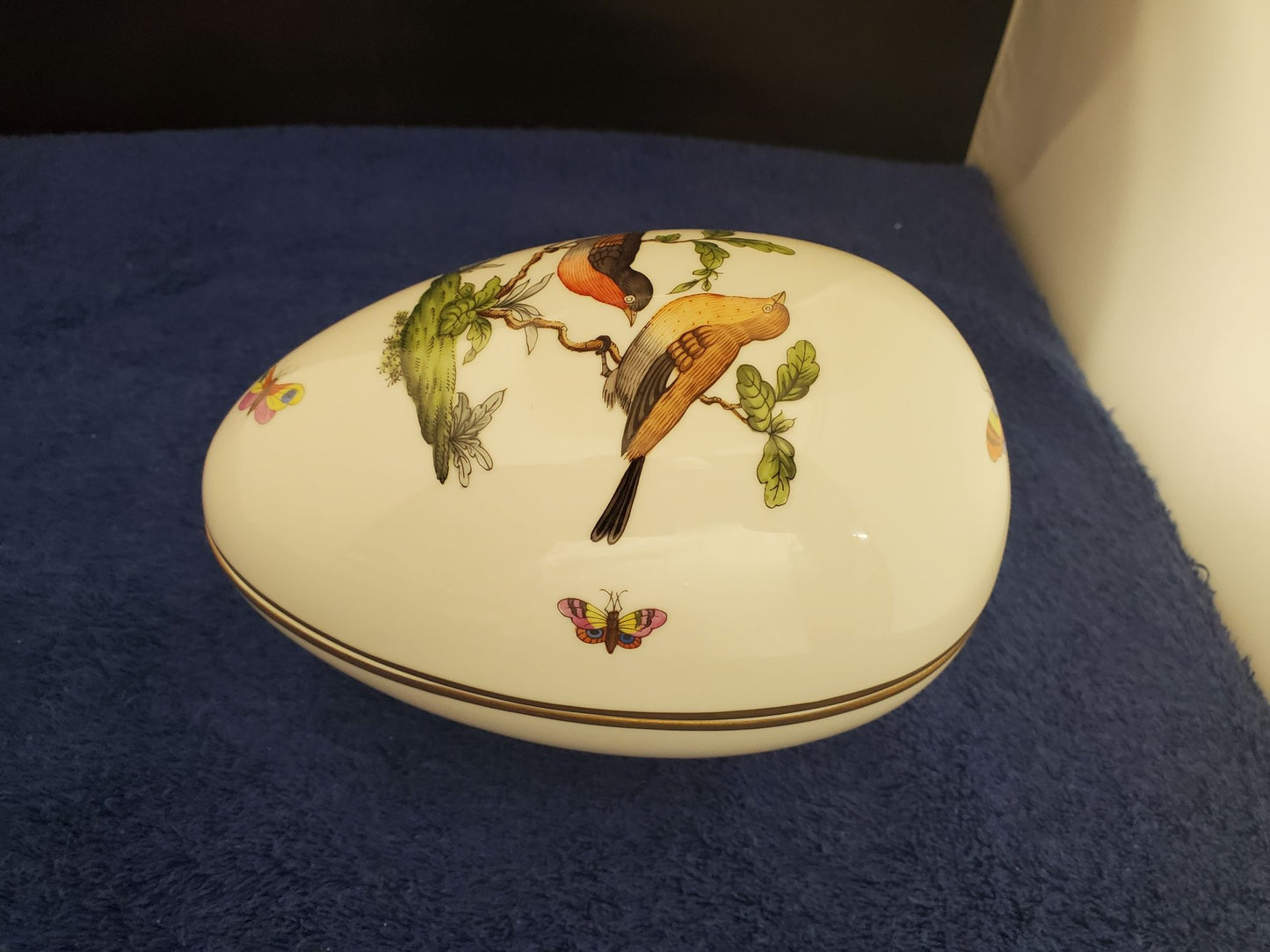 Rare Herend Rothschild Bird (RO) Large Egg Bon Bon (6051)