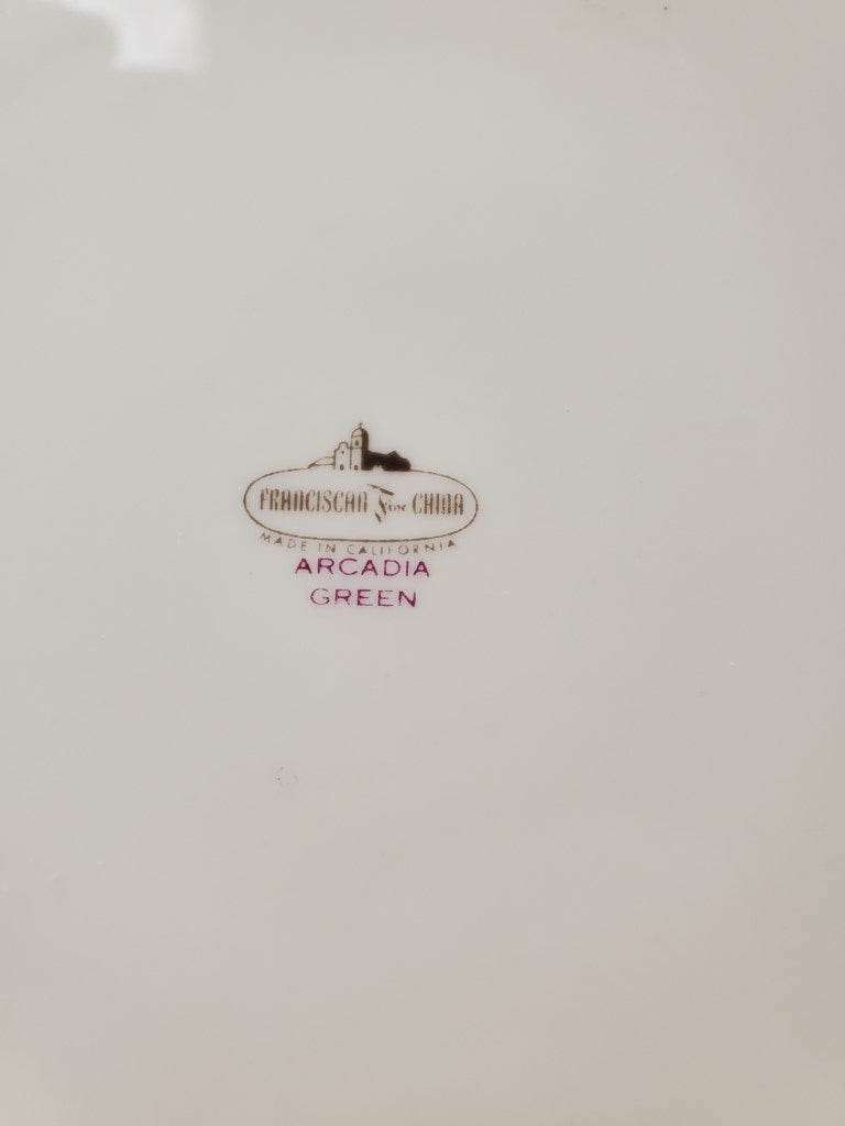 Franciscan Arcadia Green Gravy Boat & Attached Underplate LK