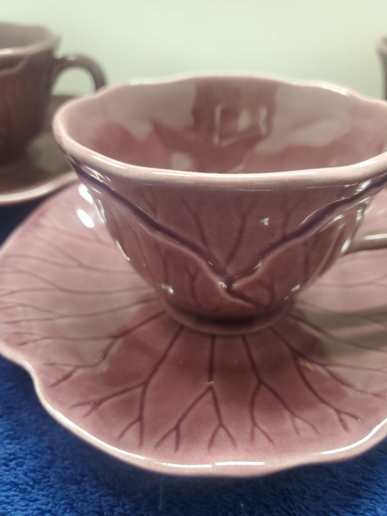 Set of 3 Metlox Poppytrail Vernon Lotus Cranberry Cup & Saucer Sets LK
