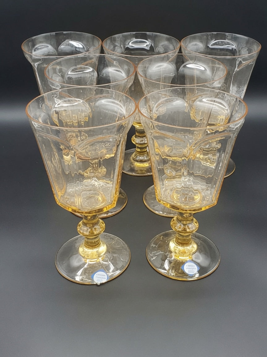 Set of 7 Lenox Crystal Antique Yellow Water Goblets LK