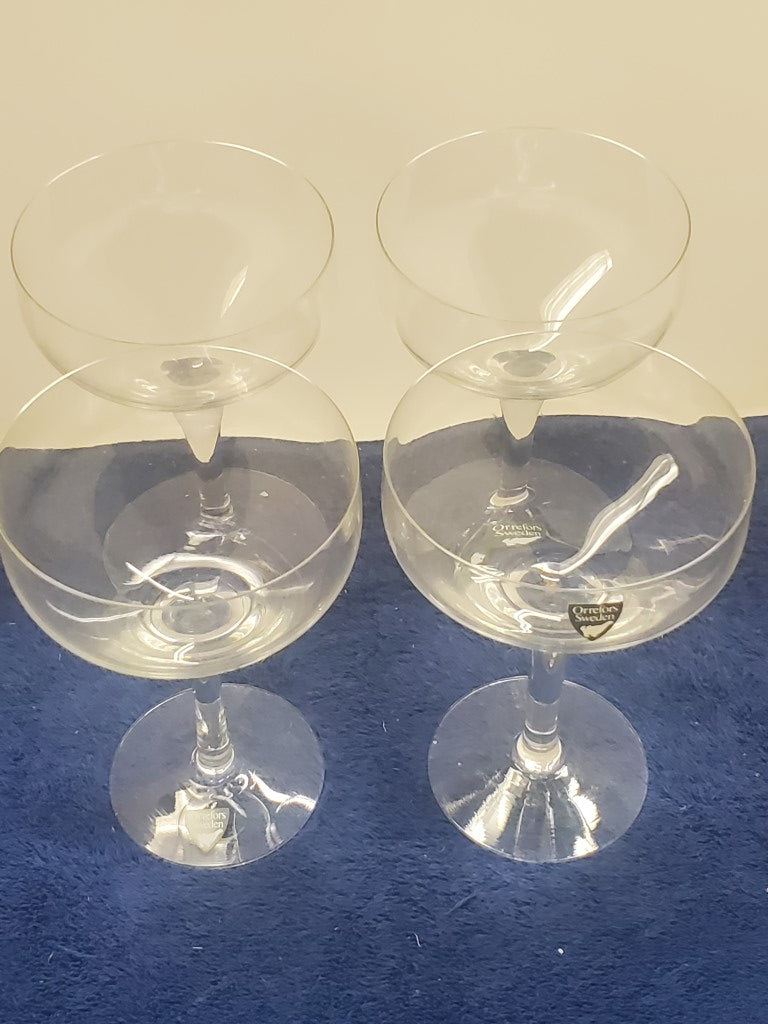 Set of 4 Orrefors Rhapsody Clear Champagne/Tall Sherbets LK