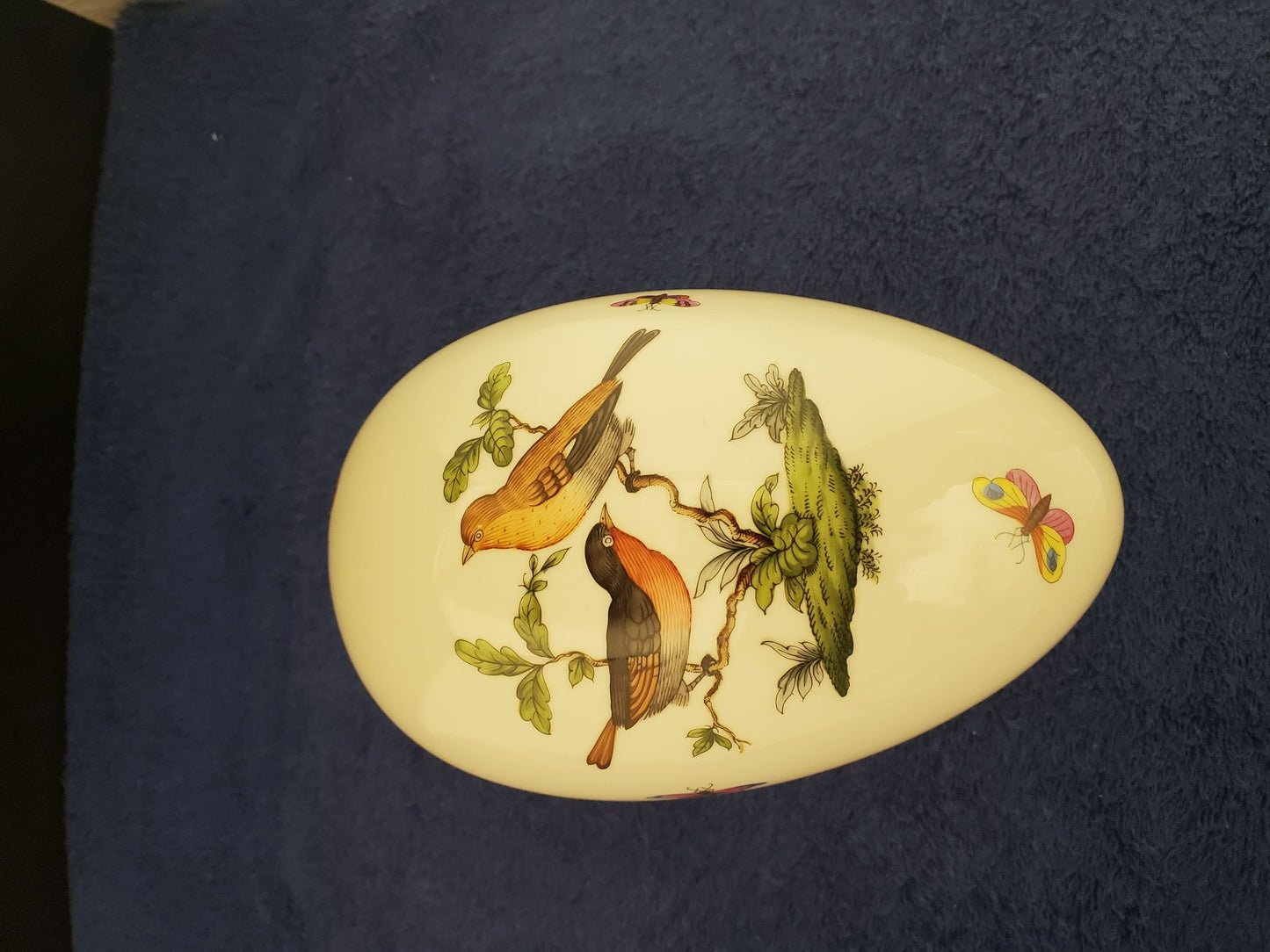 Rare Herend Rothschild Bird (RO) Large Egg Bon Bon (6051)
