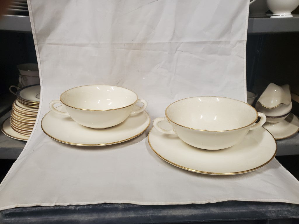 Set of 2 Lenox Wheat Cream Soup Cup & Dessert Saucers