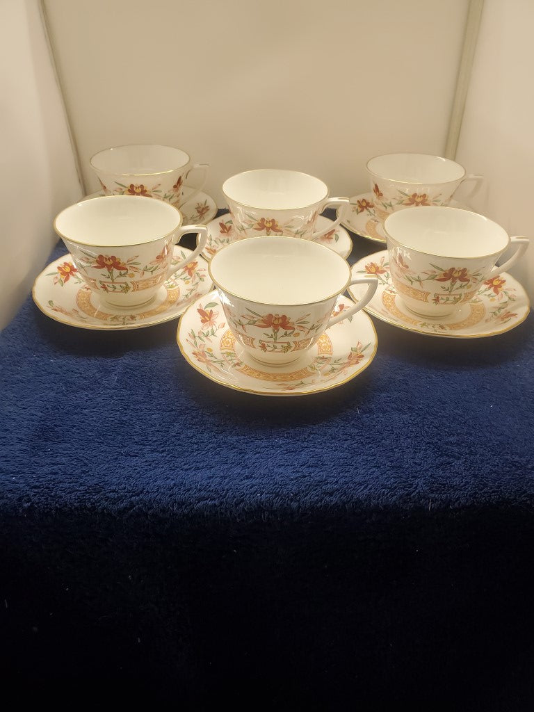 Set of 5 Royal Worcester Chamberlain Cup & Saucer Sets LK