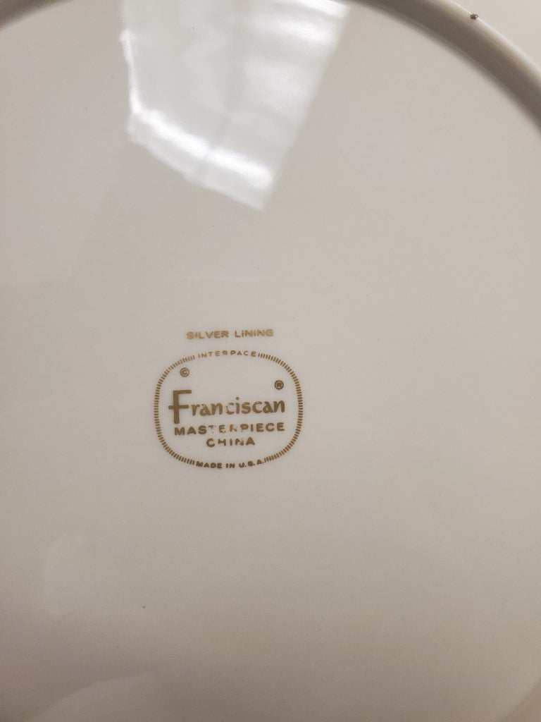 Set of 2 Franciscan Silver Lining Dinner Plates