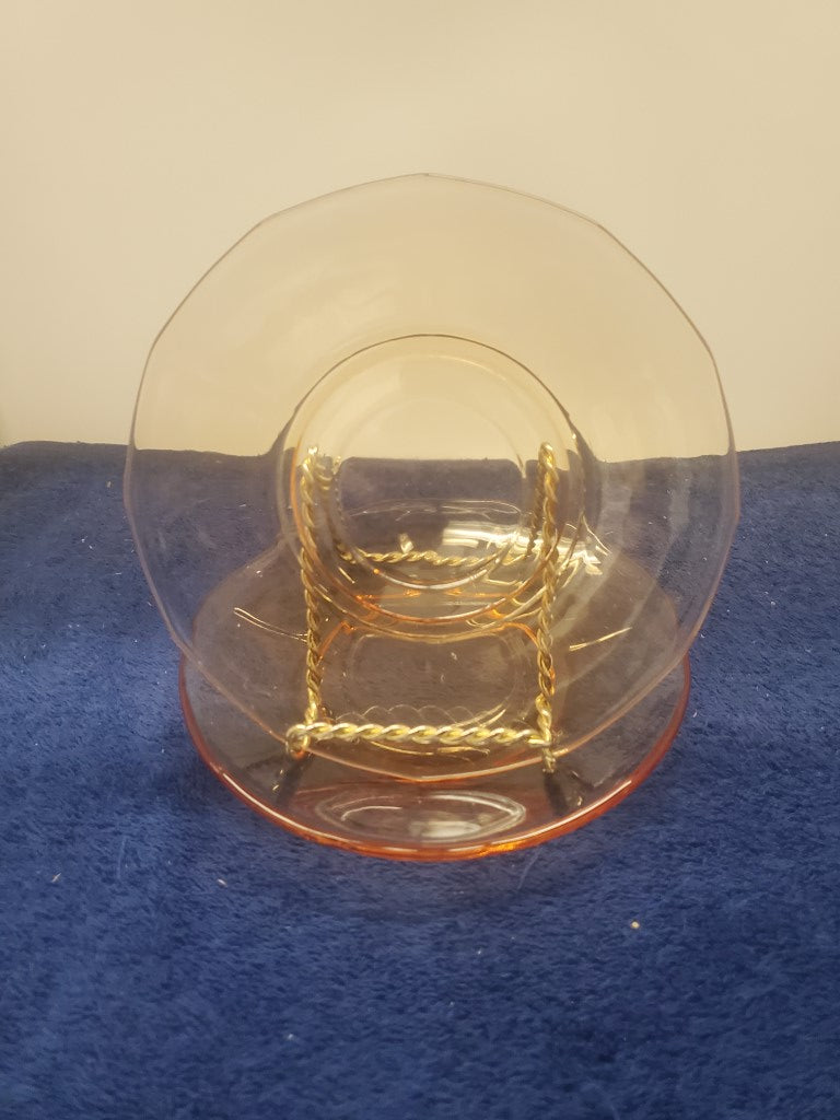 Set of 2 Depression Glass Fairfax Amber (Orange) Saucers SASE102225