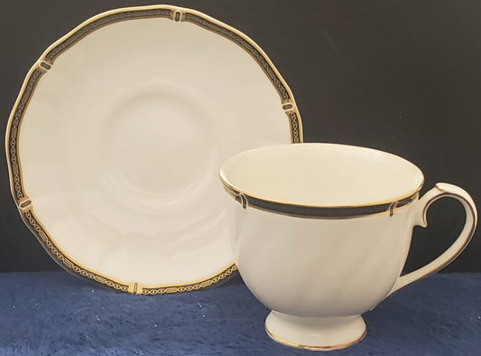 Set of 2 Wedgwood Windsor Black Cup & Saucer Sets