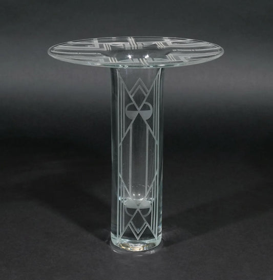 Stunning Signed Suzanne Art Deco Etched Glass Vase