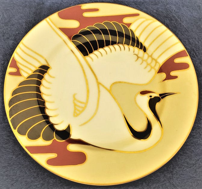Fitz & Floyd Tancho Stork - Burgundy Salad Plate LK –