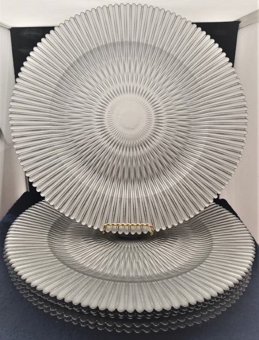 Set of 6 Impulse Marbella Silver Chargers