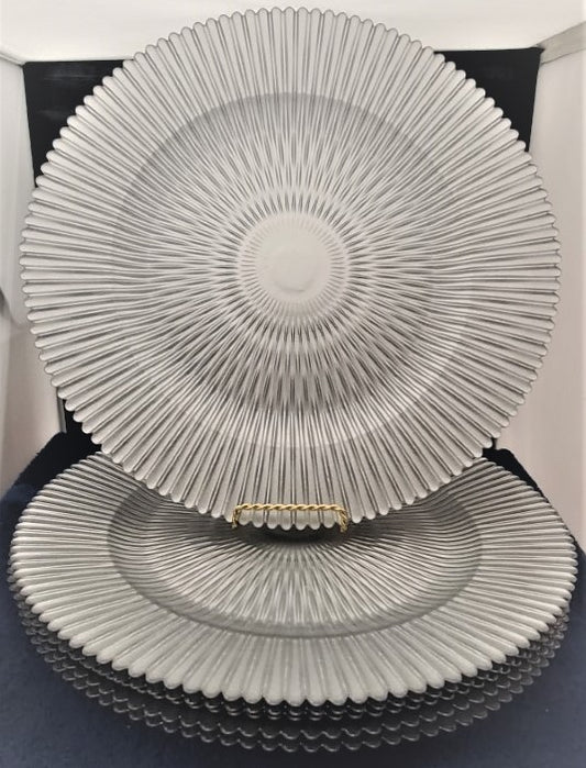 Set of 6 Impulse Marbella Silver Chargers