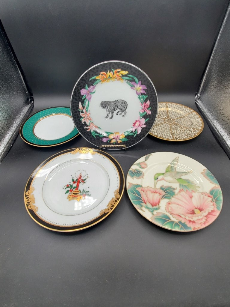 Fitz & Floyd Assorted Lot of Five Decorative Salad Plates LK