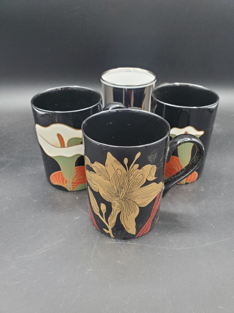 Fitz & Floyd Assorted Lot of Four Decorative Mugs LK