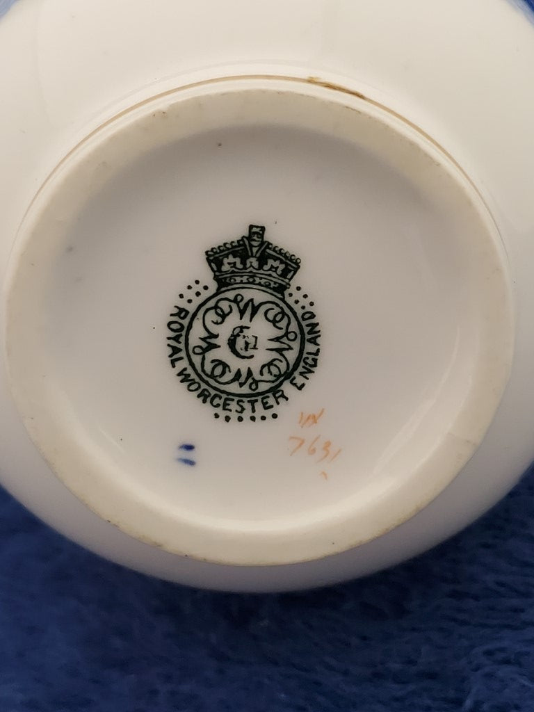 Royal Worcester Blue Broseley Creamer & Open Sugar Bowl