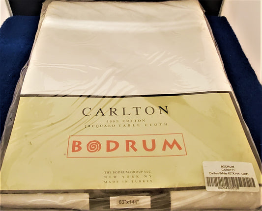 Bodrum Carlton White Tablecloth 63"x144"