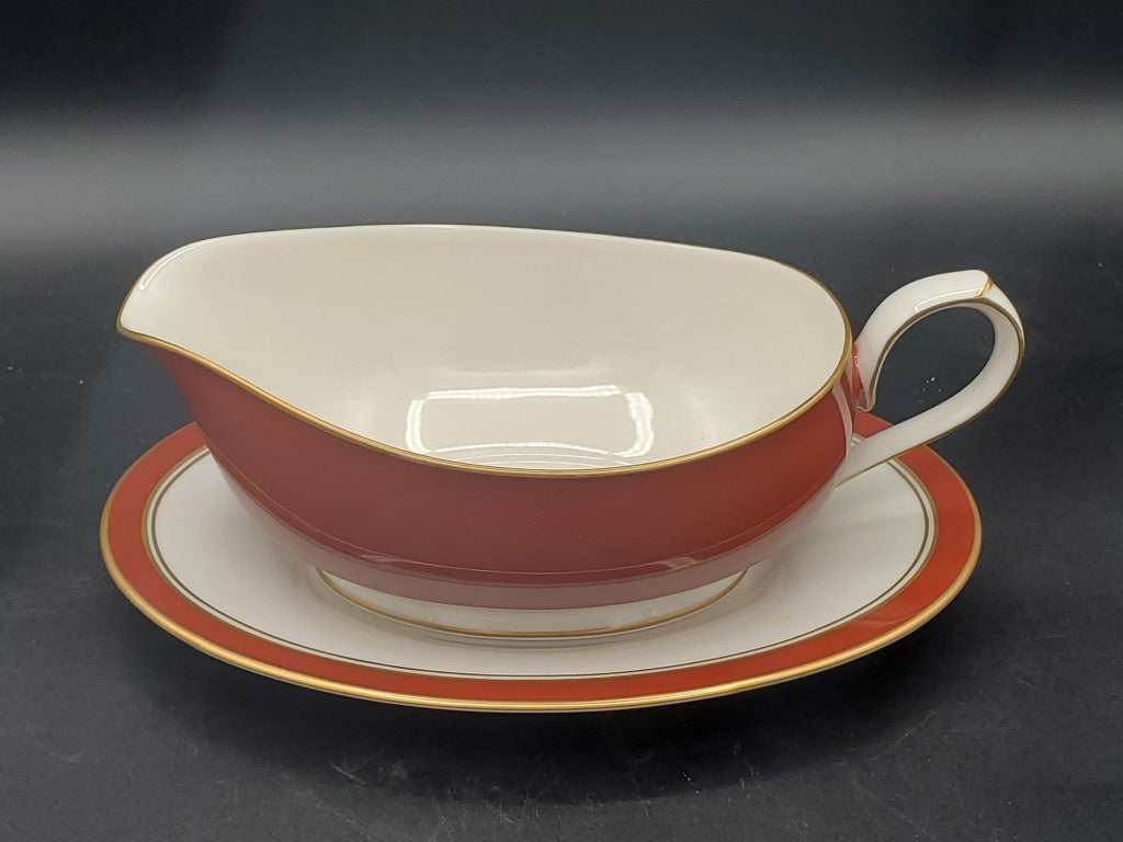 Noritake Ivory & Sienna Gravy Boat and Underplate LK